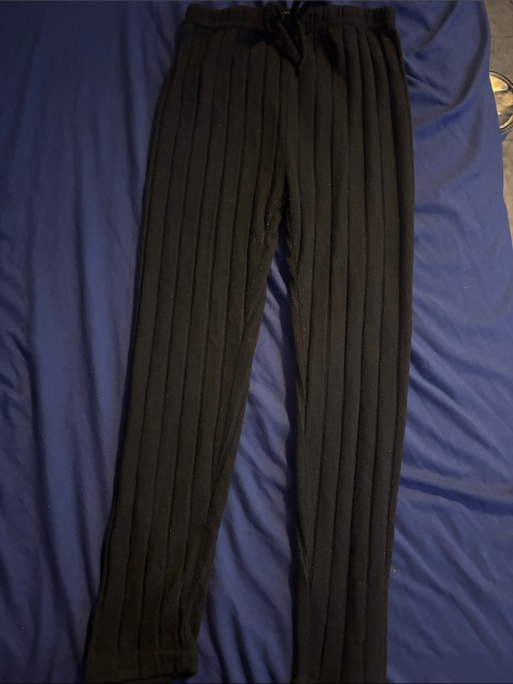SHEIN Black Ribbed Knit Jogger Pants